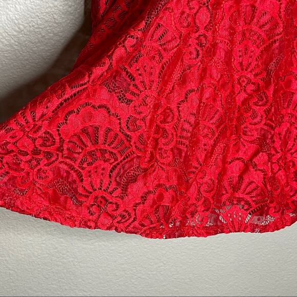 F) My Michelle V-neck Long Sleeve Dress Red Size Zero - Picture 5 of 12